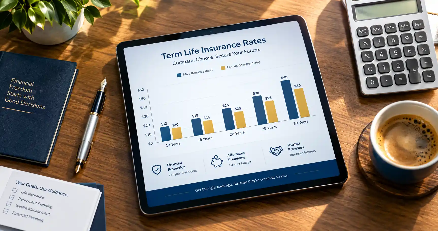 A CPA comparing the best term life insurance quotes and coverage rates for a 2026 financial plan.